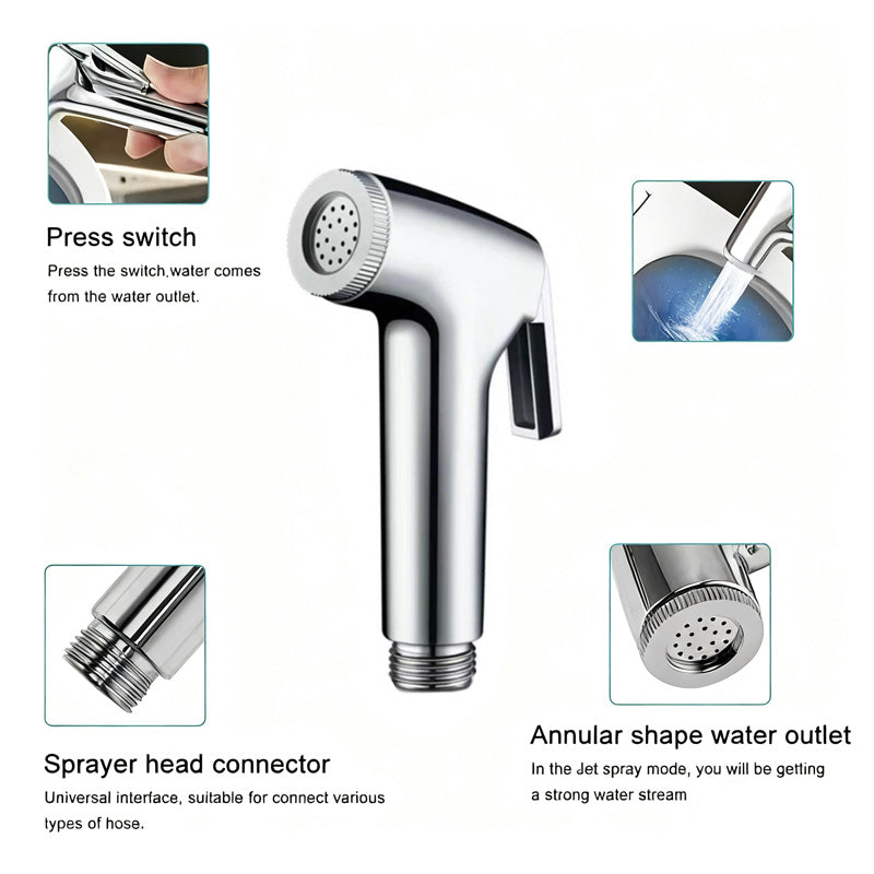 ONOJ Wall-mounted Toilet Bidet Sprayer Set with Drilling-free Bracket for Bathroom Commode Cleaning