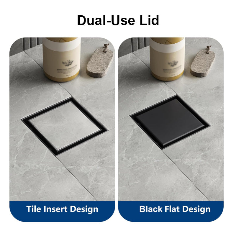 ONOJ 304 stainless steel concealed square floor drain for odor and blockage prevention, shower room floor drain 10x10