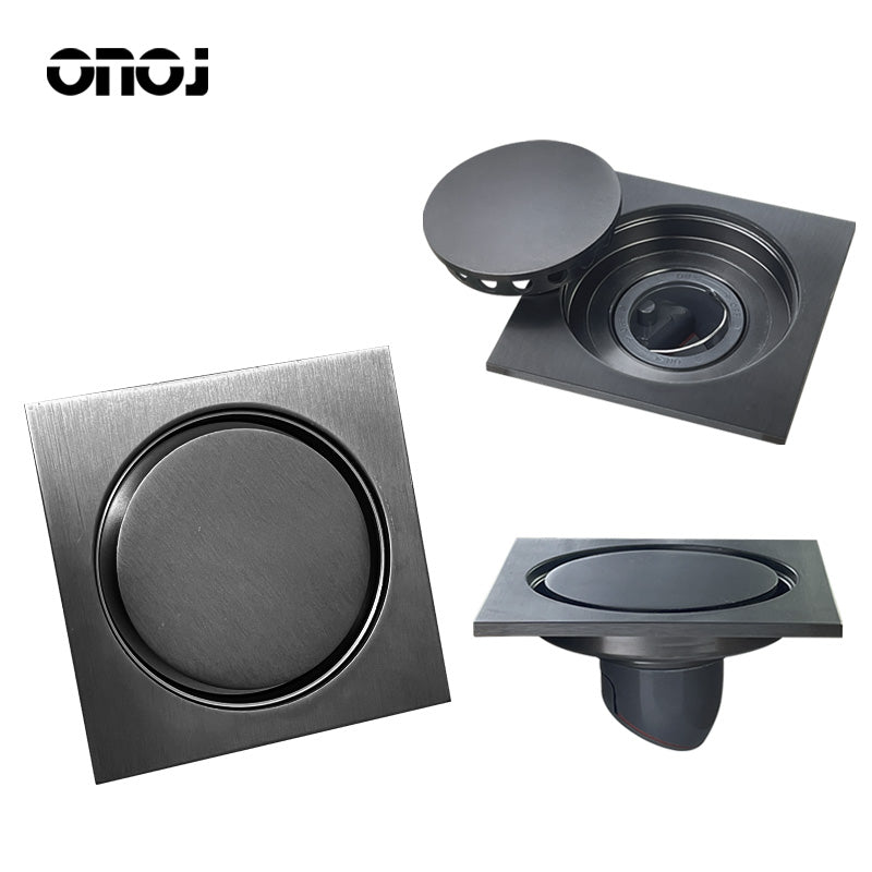 ONOJ 304 Stainless Steel Dark Gray Anti-Clog Shower Drain, Fast Draining & Odor Prevention, for Bathroom and Balcony