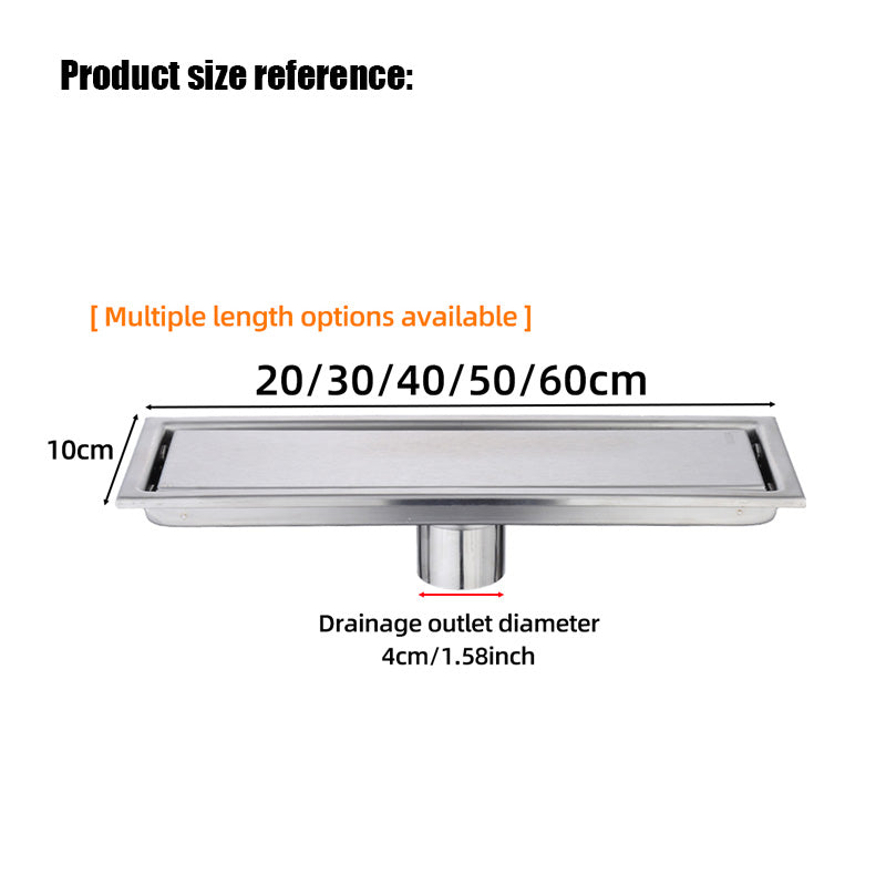 ONOJ 304 Stainless Steel Invisible Floor Drain 20-60cm Bathrooms Anti-Clog Quick Drain