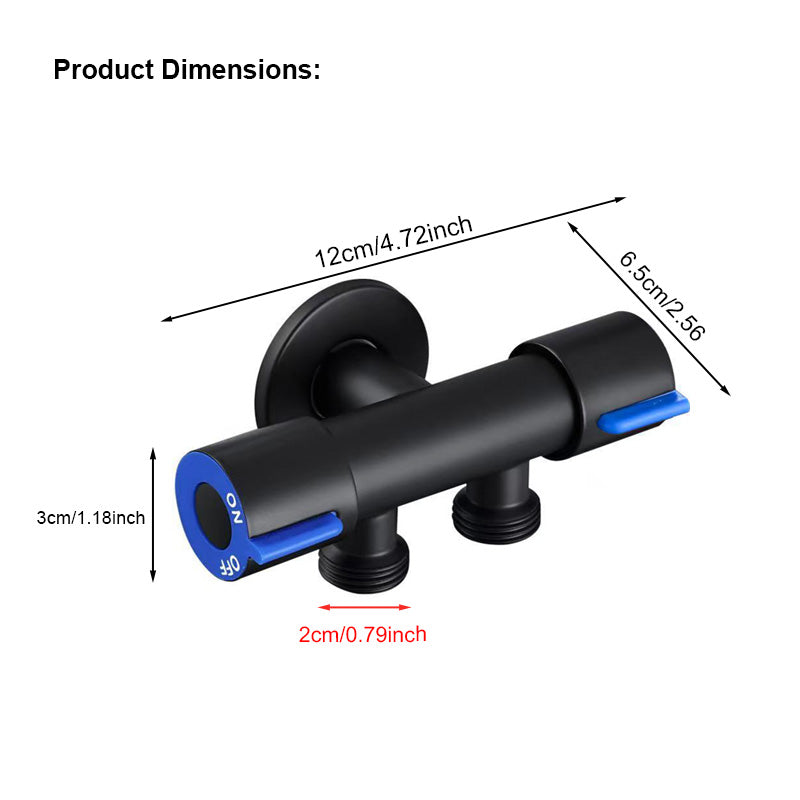 ONOJ  Stainless Steel Dual Control Multi-Function Angle Valve with Independent Switches, Universal, Black