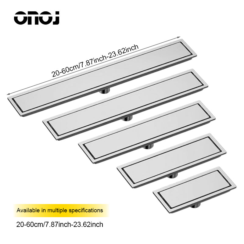 ONOJ 304 Stainless Steel Invisible Floor Drain 20-60cm Bathrooms Anti-Clog Quick Drain