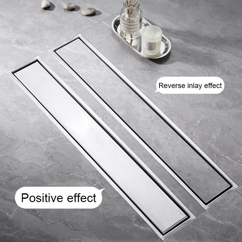 ONOJ 304 Stainless Steel Invisible Floor Drain 20-60cm Bathrooms Anti-Clog Quick Drain