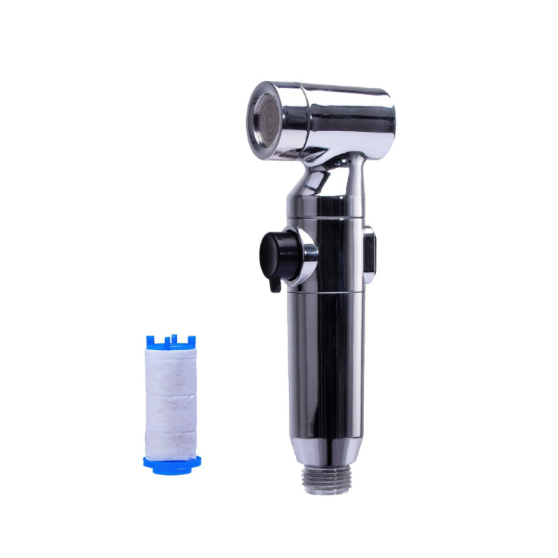 ONOJ Silver household hand-held bidet spray can filter one button water stop bathroom toilet spray shower nozzle