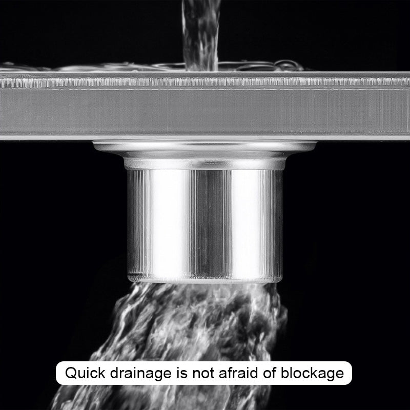 ONOJ 304 Stainless Steel Invisible Floor Drain 20-60cm Bathrooms Anti-Clog Quick Drain