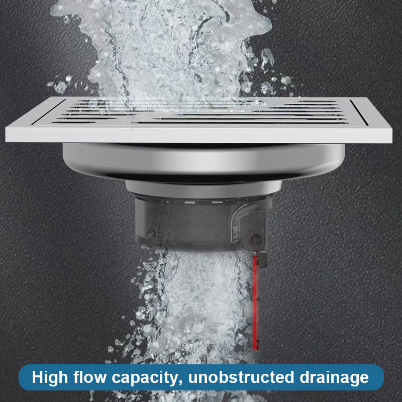 ONOJ 304 Stainless Steel Anti-Odor Square Floor Drain, Large Flow Rapid Drainage, Universal for Bathroom and Kitchen, Insect and Backflow Prevention