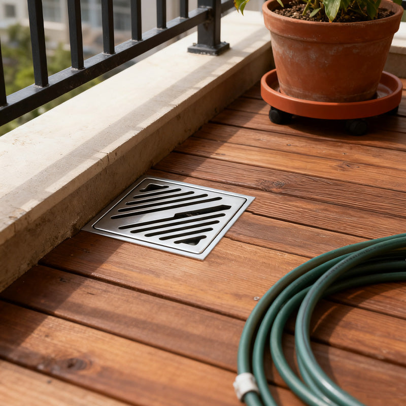 ONOJ Stainless Steel Square Shower Drain with Anti-Odor System and Removable Strainer，4x4 Inch