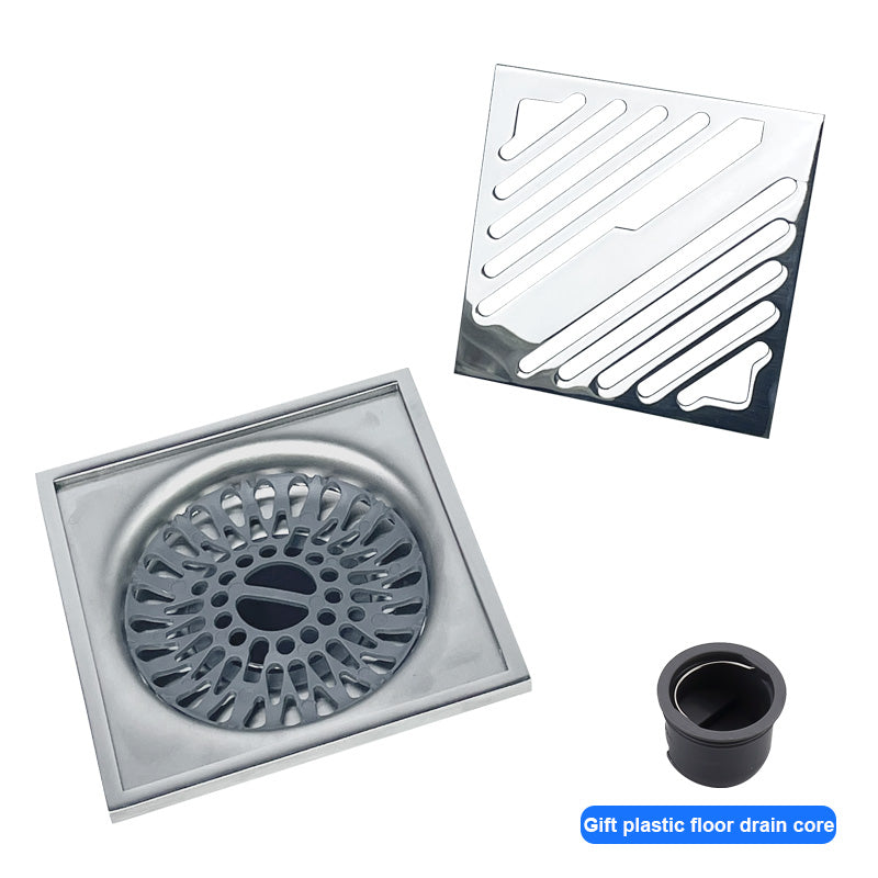ONOJ Stainless Steel Square Shower Drain with Anti-Odor System and Removable Strainer，4x4 Inch