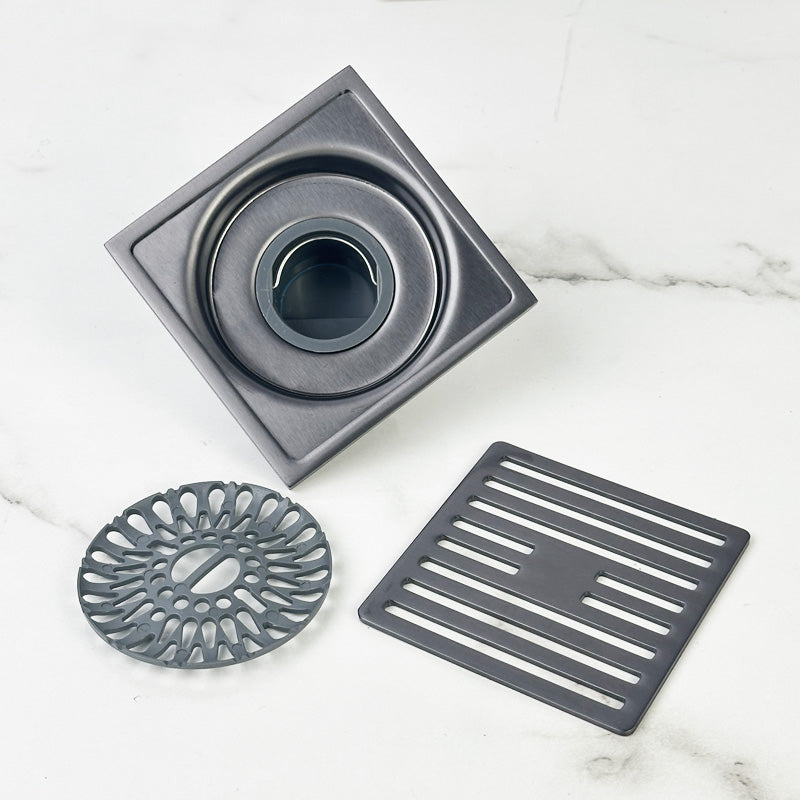 ONOJ 4x4 Inch Stainless Steel Square Shower Drain with Odor-Proof Seal and Removable Strainer