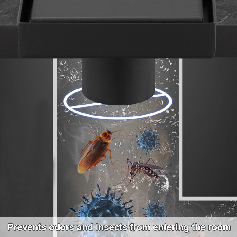 ONOJ 304 stainless steel concealed square floor drain for odor and blockage prevention, shower room floor drain 10x10